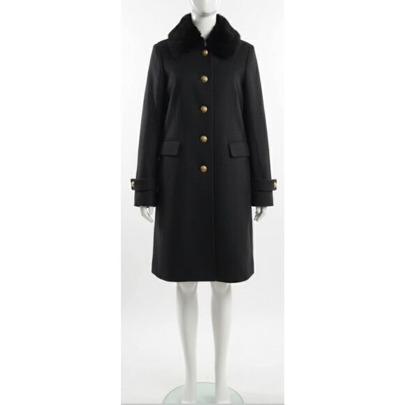 J crew womens Size 8 melton wool long coat dark gray Italian di carmignano - Picture 1 of 8